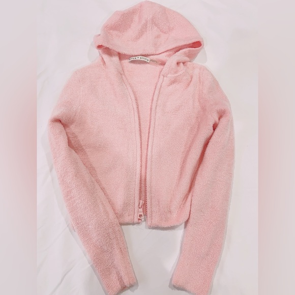 NWT Alice Olivia Lidell Crop Zip Up Hoodie - Picture 5 of 7